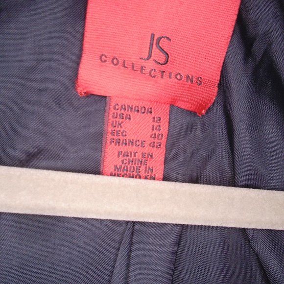 JS Collection Bell Sleeve Jacket Blazer Black Satin No collar with shoulder pads - Picture 4 of 8